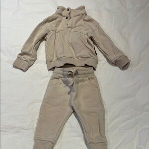 Little Bipsy Cream Sweatpants and Hoodie Set